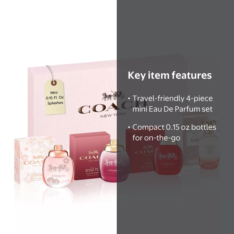 Coach Mini Perfume Gift Set, Women's 4-Piece, Floral, Wild Rose