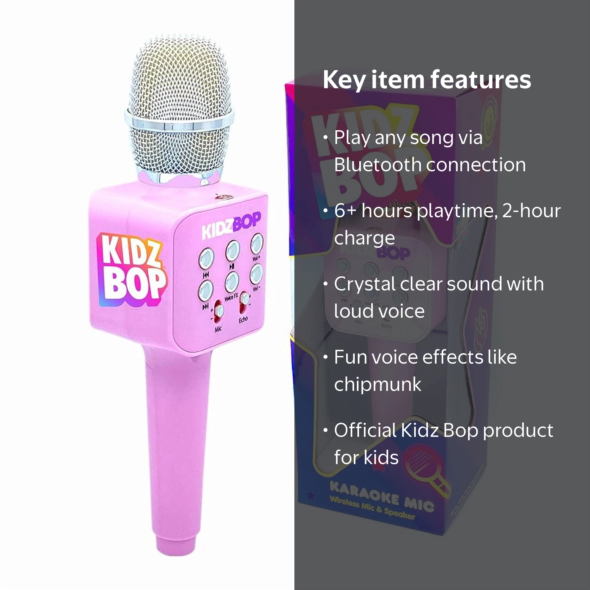 Move2Play, Kidz Bop Karaoke Microphone, Pink, Bluetooth