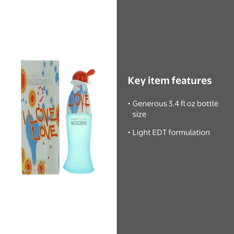 Moschino I Love Love Perfume, Eau De Toilette Spray for Women, 3.4