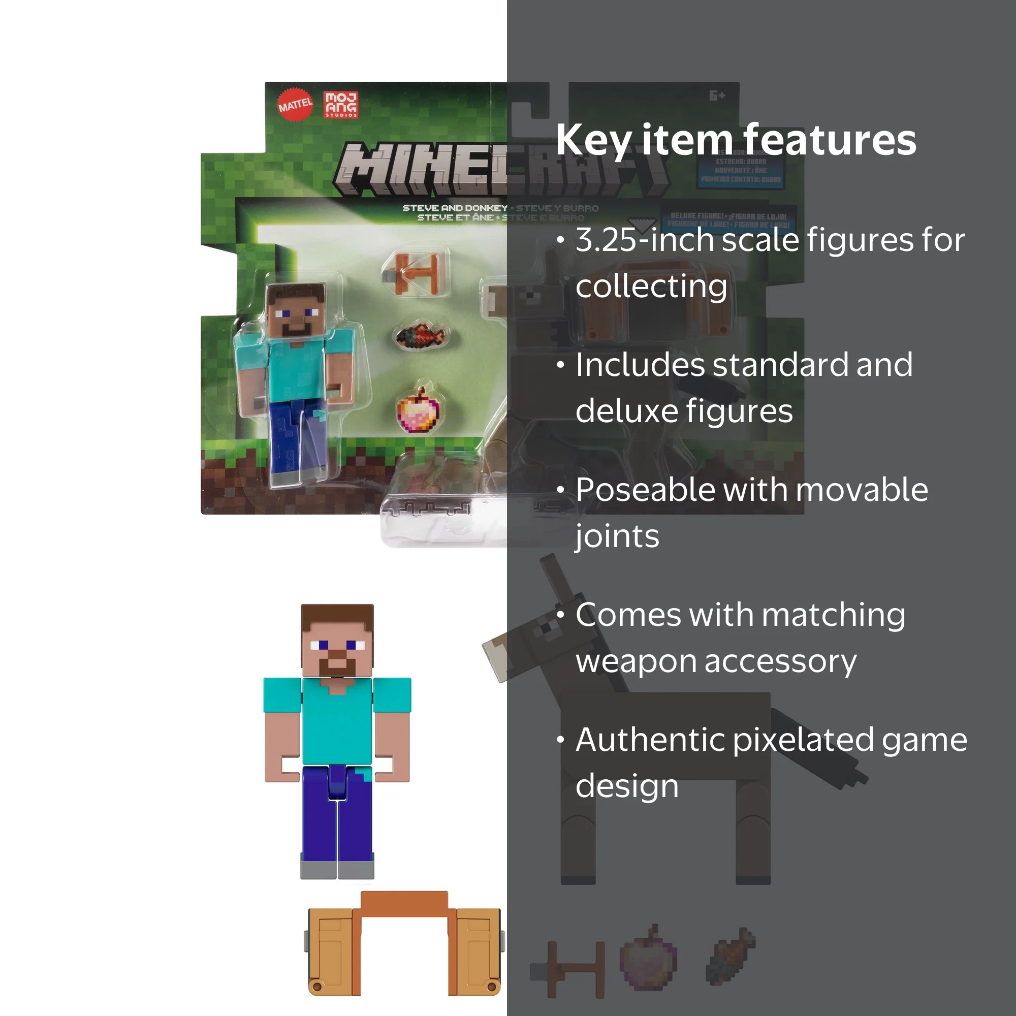 Minecraft Action Figures & Accessories 2-Pack, 3.25-inch Sets