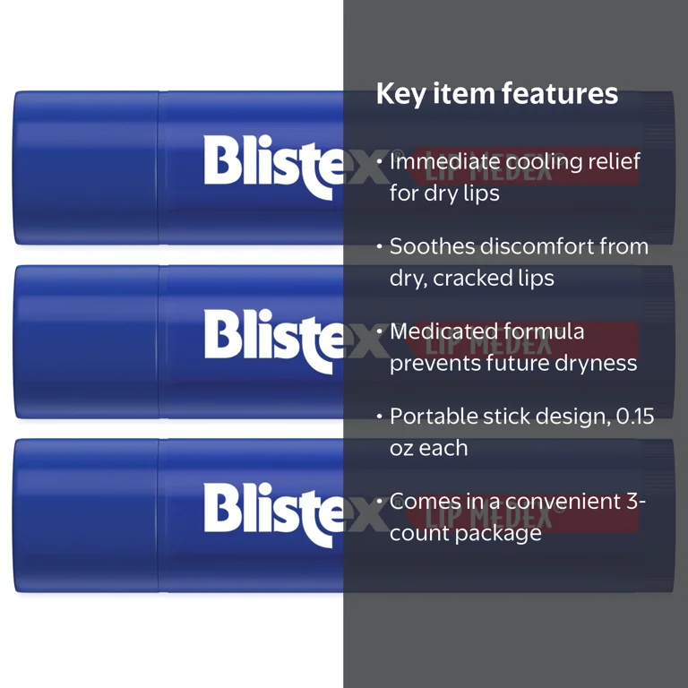 Blistex Lip Medex Medicated Lip Balm Stick, 3 Count, 0.15 oz HSA