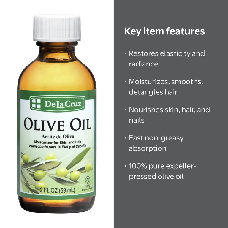 De La Cruz 100% Pure Natural Olive Oil Body and Hair Moisturizer