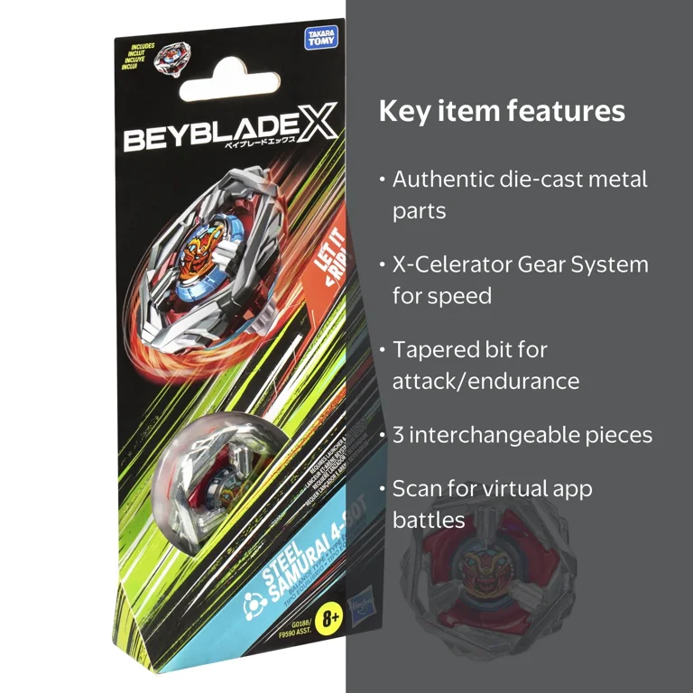 Beyblade X Steel Samurai 4-80T Booster Pack Set with Balance Type