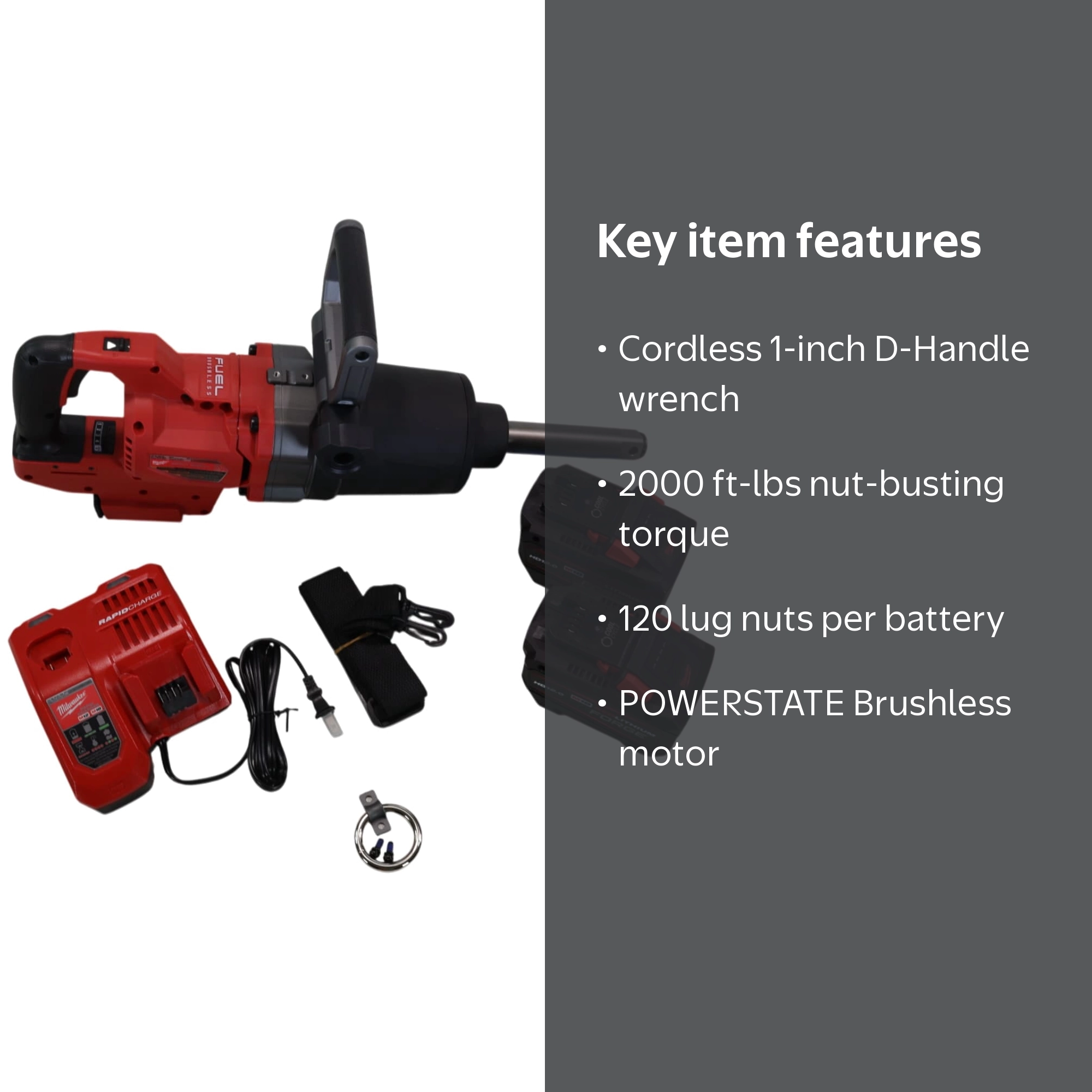 Milwaukee, Impact Wrench, 1 in., 2000 ft-lbs torque, Cordless