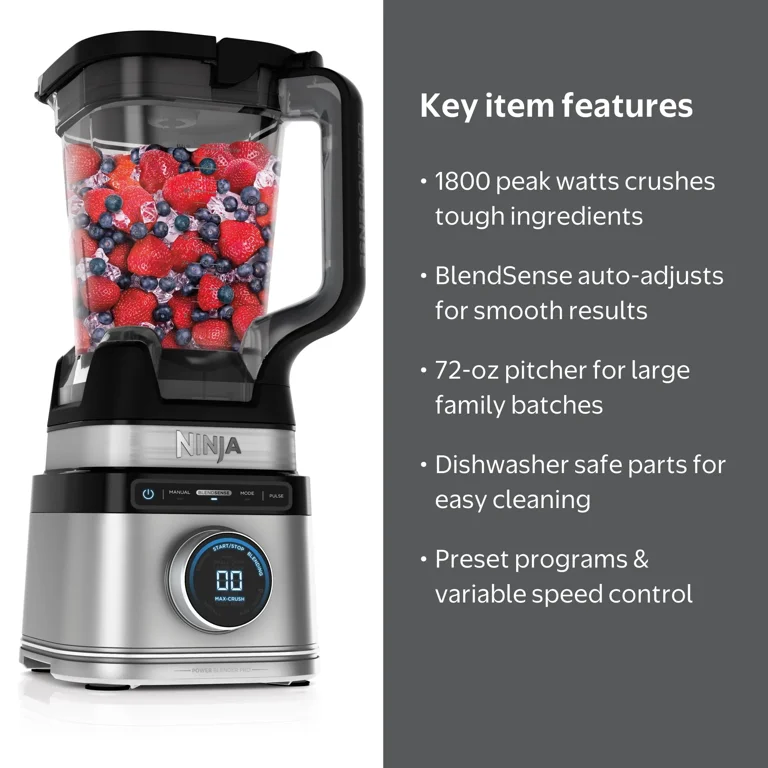 Ninja, Power Blender Pro, BlendSense Technology, 1800 PEAK WATT