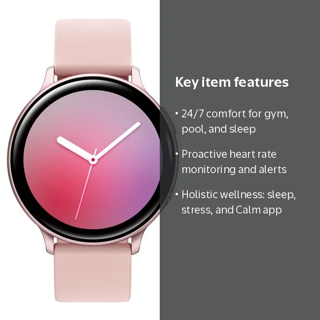 SAMSUNG Galaxy Wearable Smartwatch Active 2, 44mm Aluminum Pink