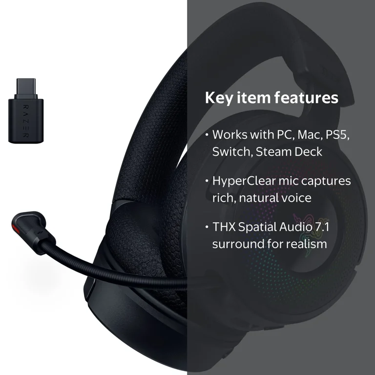 Razer, Wireless Gaming Headset, V4, 9 Zone Chroma RGB - Walmart.com