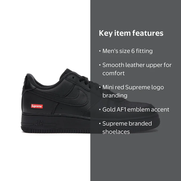 Supreme X Air Force 1 Low 'Box Logo - Black' - Cu9225-001 - Size 6