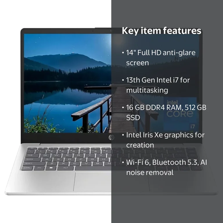 HP 14 inch Laptop, FHD Display, 13th Generation Intel Core i7