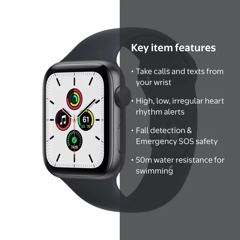Apple Watch SE Series, New 1st Gen GPS, 44mm Space Gray Aluminum