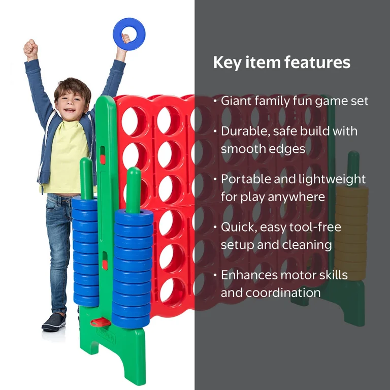 Costway Jumbo 4-to-Score 4 in A Row Game Set for Family 3.5 ft Red