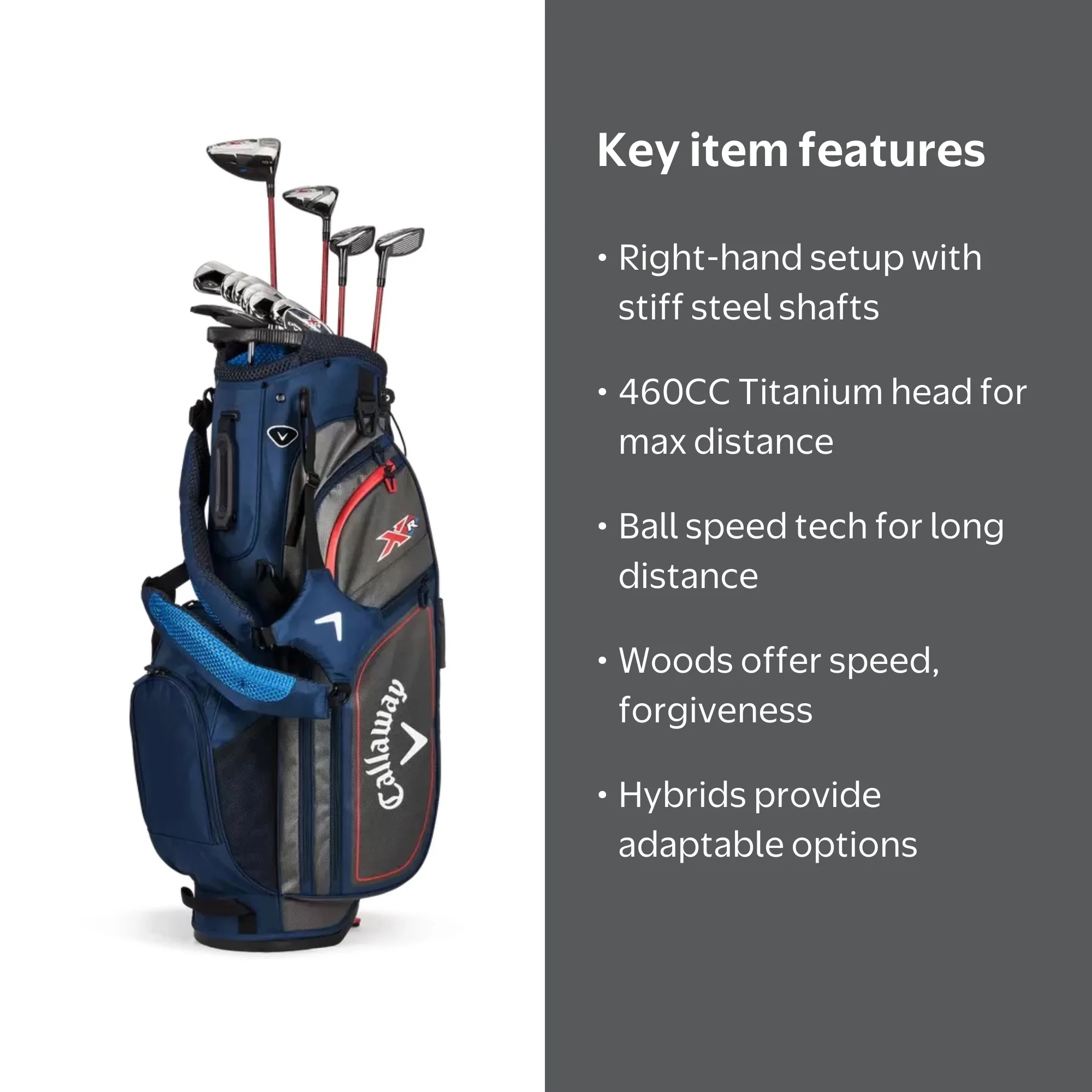 Callaway セットアップ Callaway XR Golf Set with Drivers & Irons - RH Stiff Steel Shaft