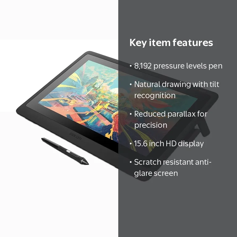 Wacom, Cintiq 16 Drawing Tablet, DTK1660K0A, Screen with Pro Pen 2