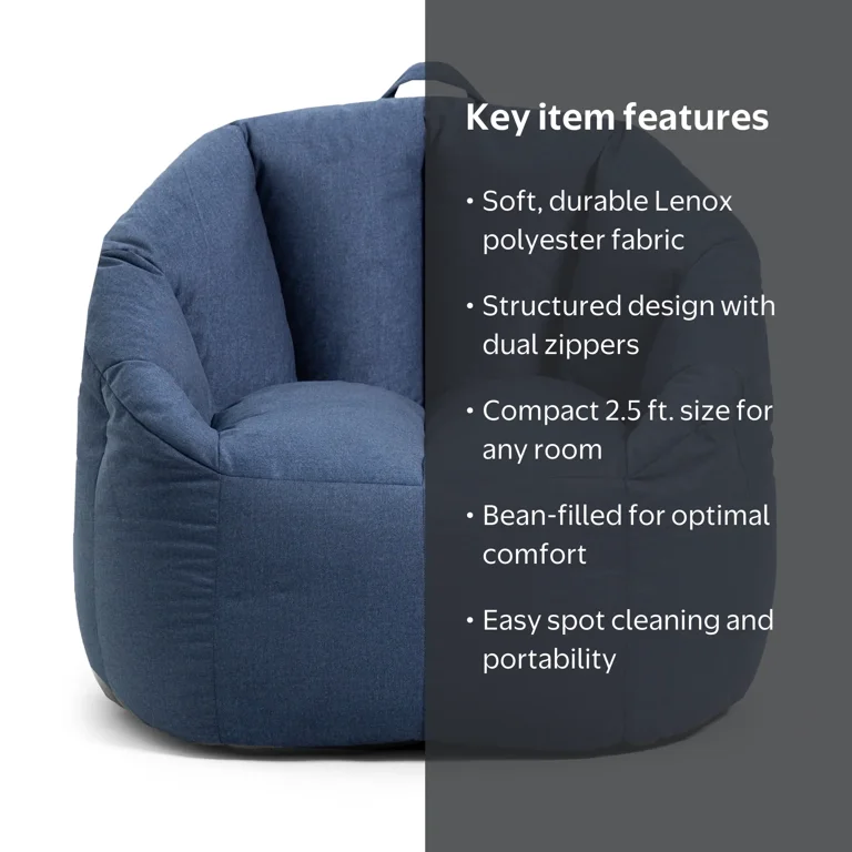 Big Joe Milano Bean Bag Chair for Adults, Cobalt Denim Lenox