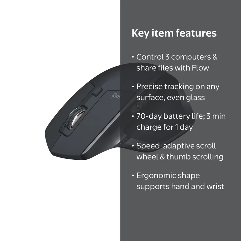 Logitech MX Master 2S Bluetooth Wireless Mouse, Multi-Surface