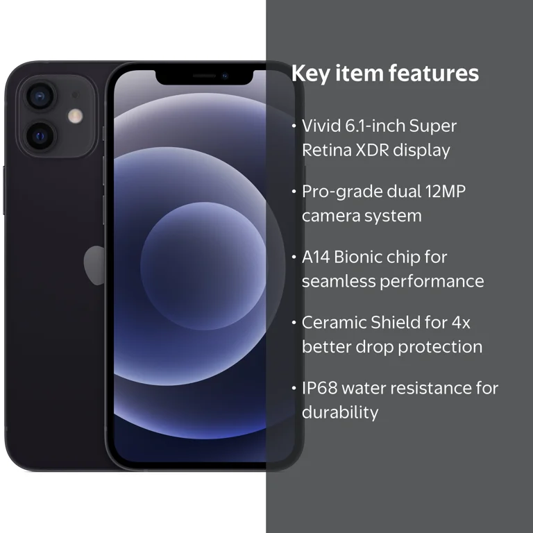 Straight Talk Apple iPhone 12, 64GB, Super Retina Display, 5G