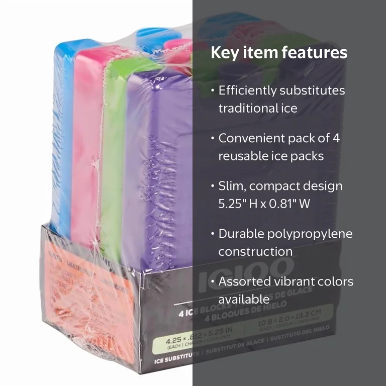 Igloo 8090226 Ice Pack, Assorted Color - Pack of 4 - Walmart.com