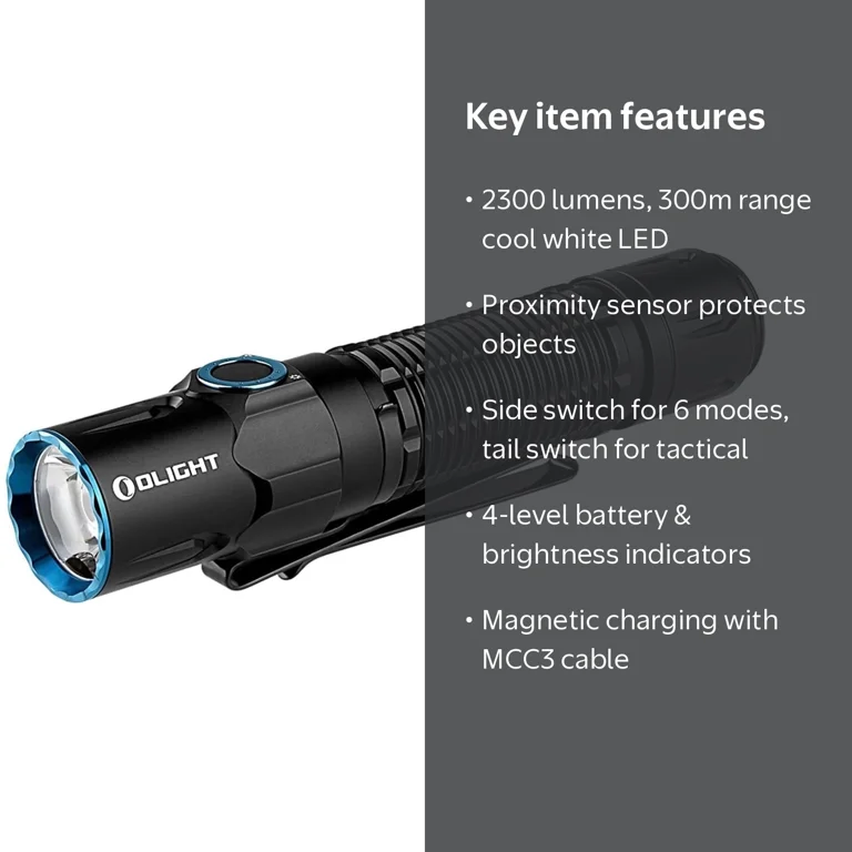 Olight, Warrior 3S LED Flashlight, 2300 Lumens, 300m Range Olight, Warrior 3S LED Flashlight, 2300 Lumens, 300m Range