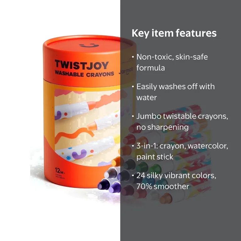 Jar Melo 24ct Jumbo Crayons, Washable, Easy to Hold - Walmart.com