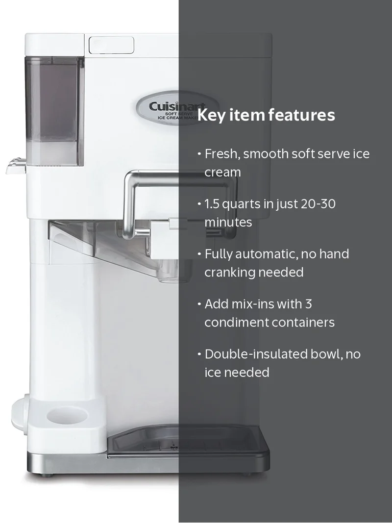 Cuisinart ICE-45 Mix It In Soft Serve 1.5-Quart Electric Ice Cream Cuisinart ICE-45 Mix It In Soft Serve 1.5-Quart Electric Ice Cream