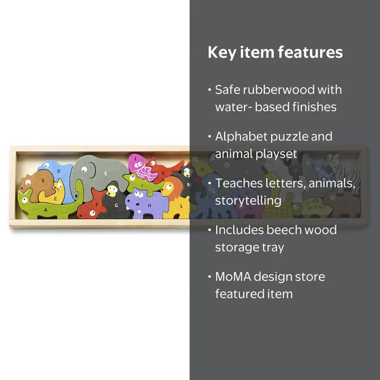 Animal Parade A to Z Wooden Learning Puzzle and Playset for Kids