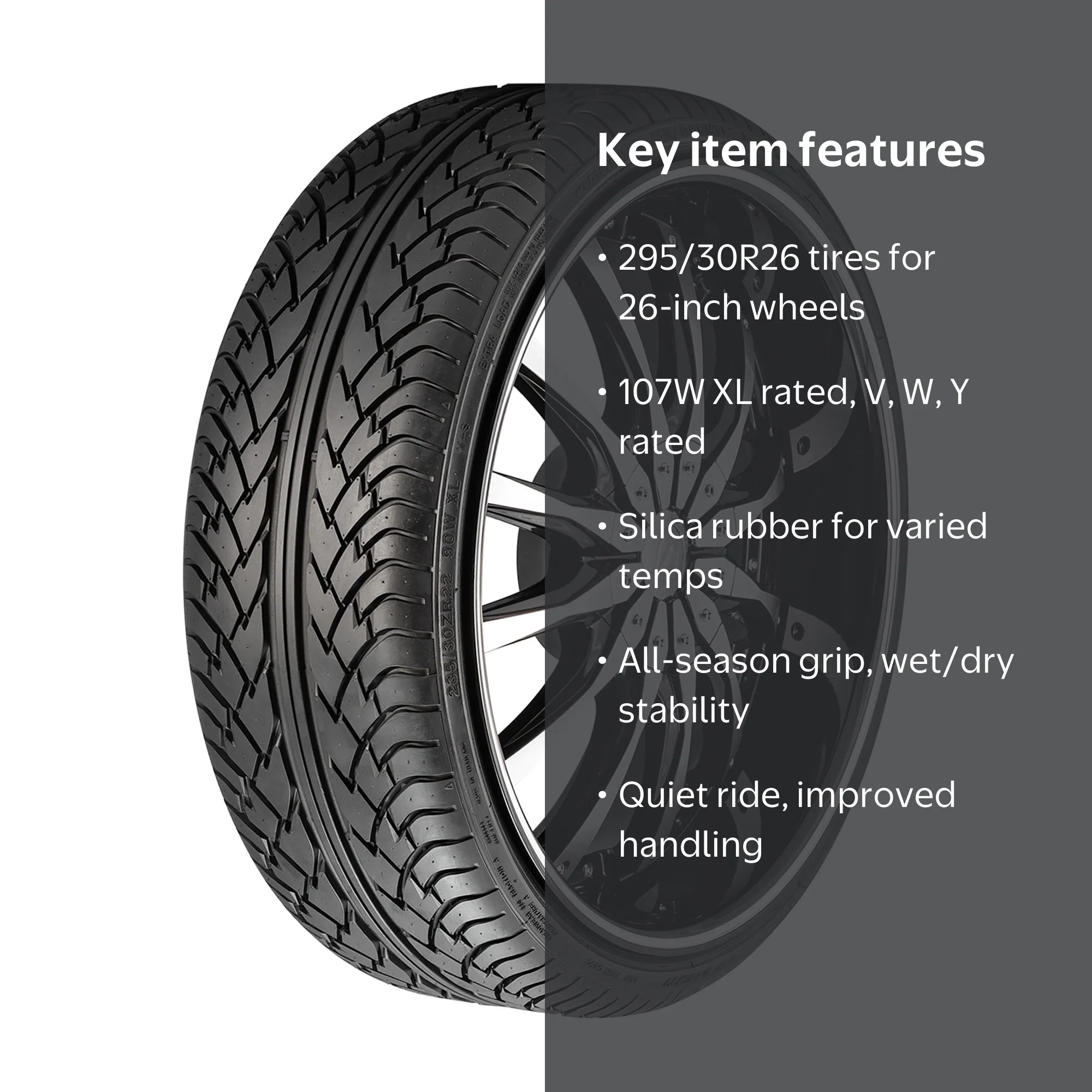 Dcenti D9000 High Performance All Season Tire, Size 295/30R26 107W