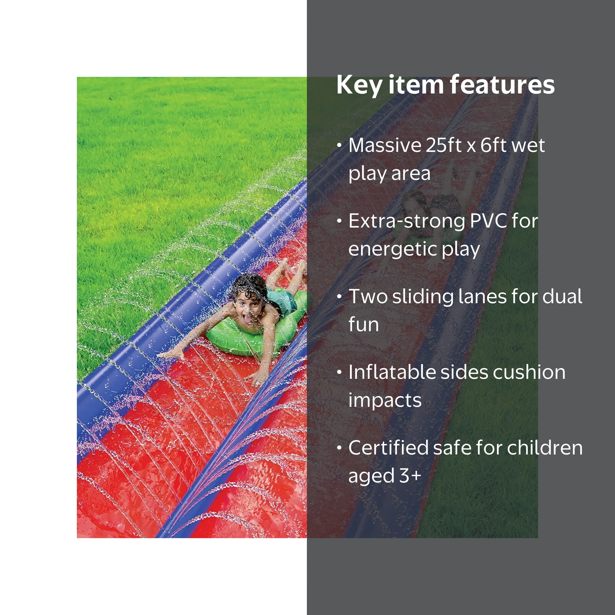 StarGo Double Lawn Water Slide, 25'x6' Giant Slip and Slide with