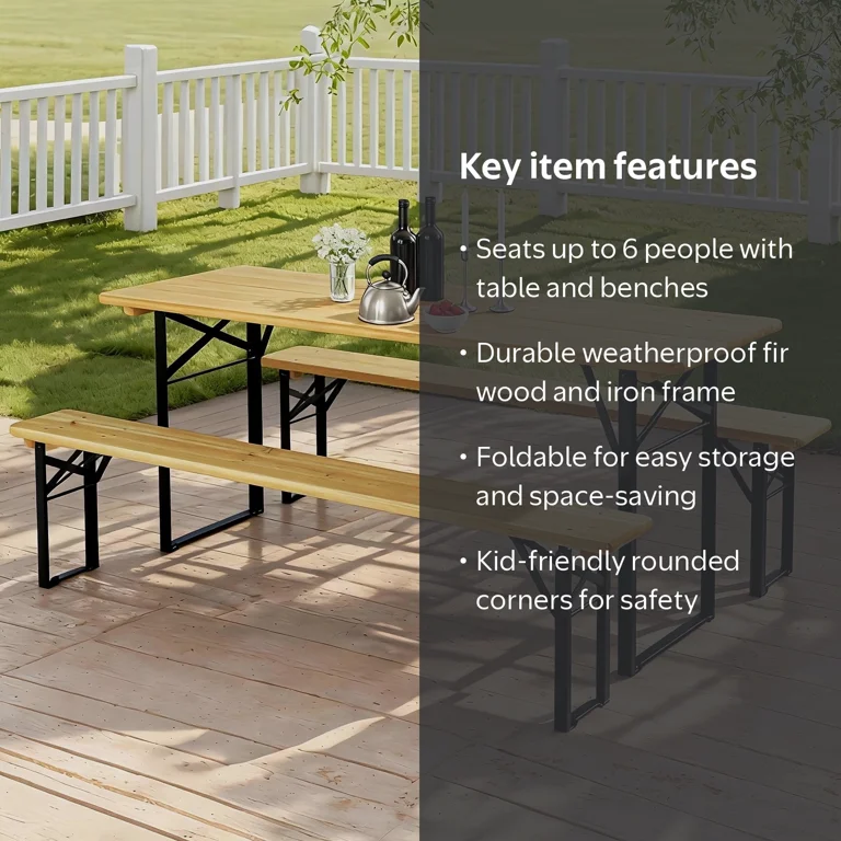 Ktaxon Portable Wood Furniture 6' Outdoor Folding Patio Camping