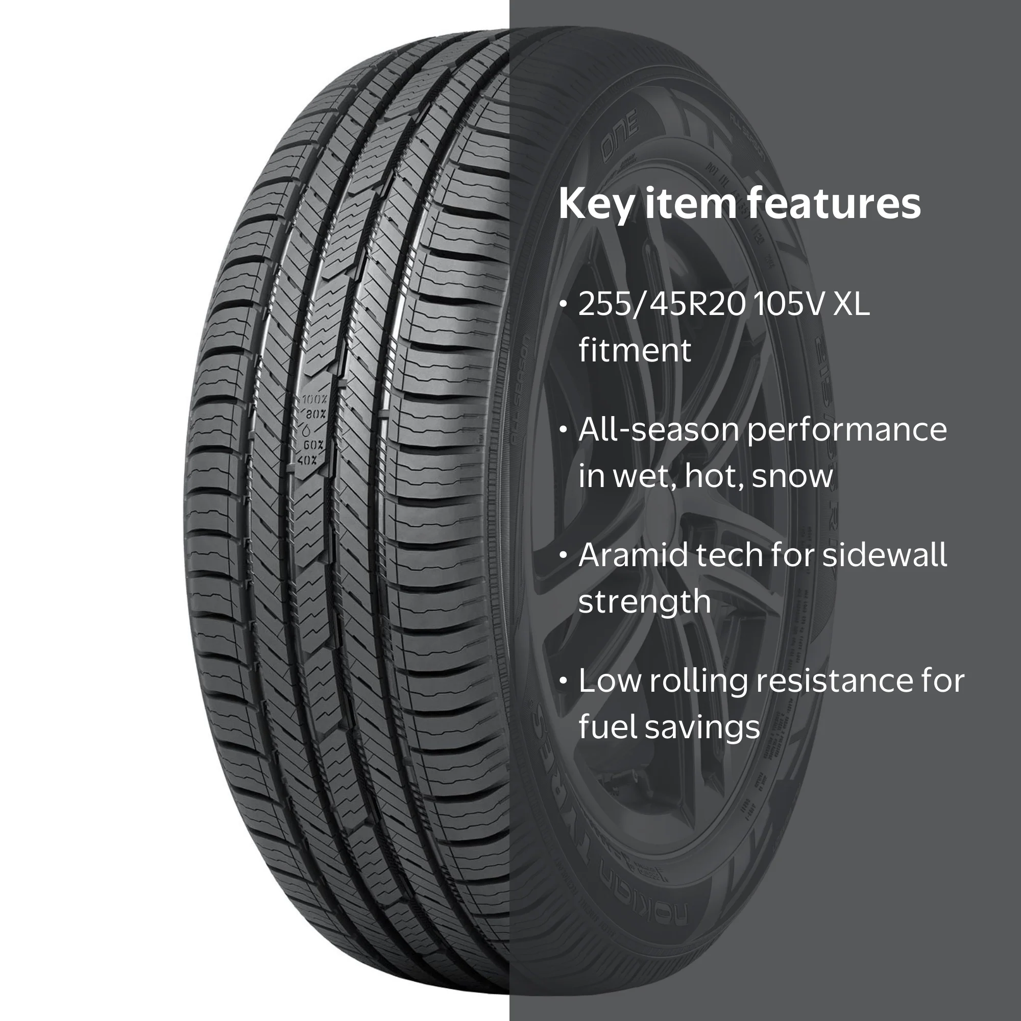 Nokian One All Season Passenger Tire 255/45R20 105V XL - Walmart.com