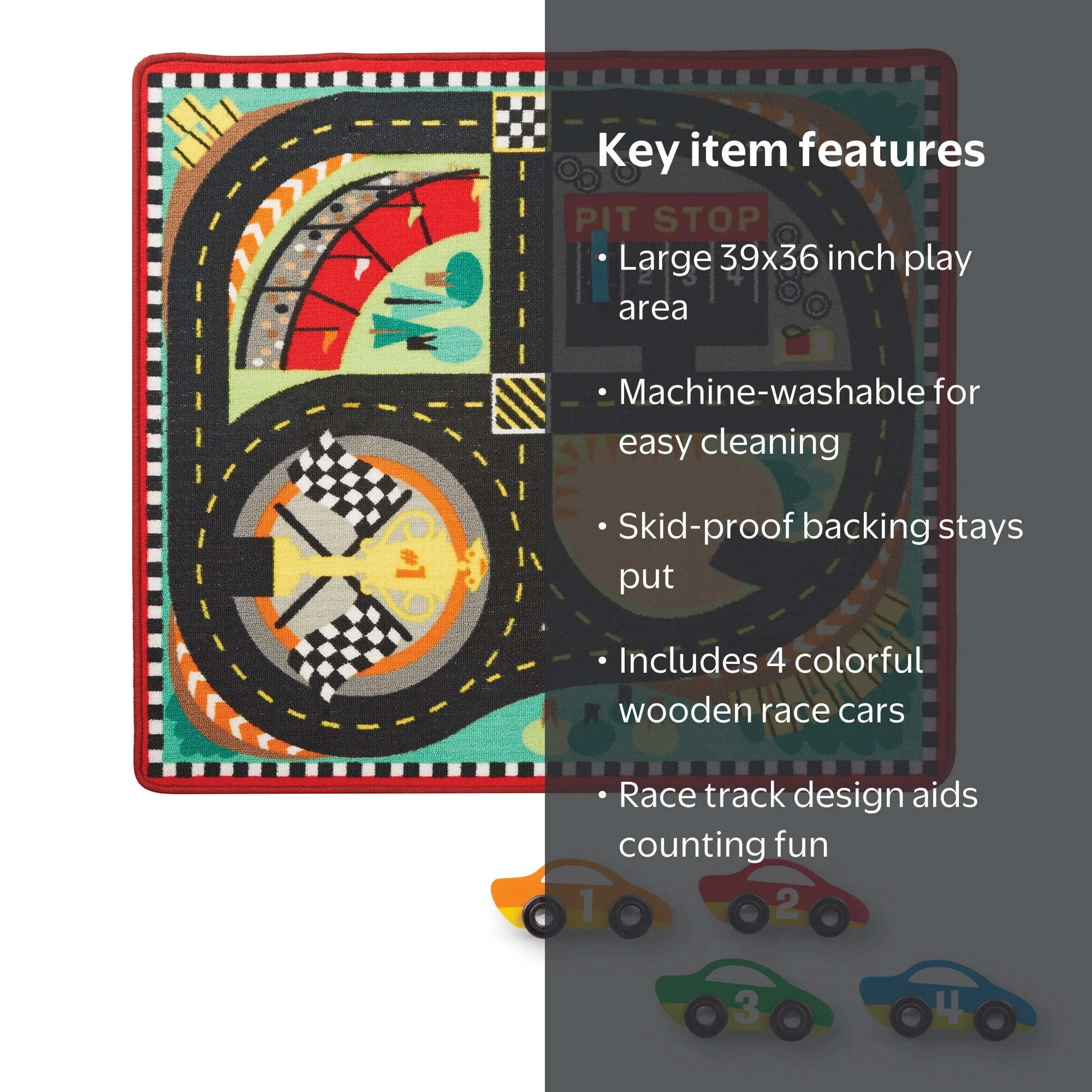 Melissa & Doug Tapis D'activité Routière Jumbo - 4 Panneaux De Signalisation En Bois 2 M De Long X 15 M De Large Tapis Dactivite Routiere
