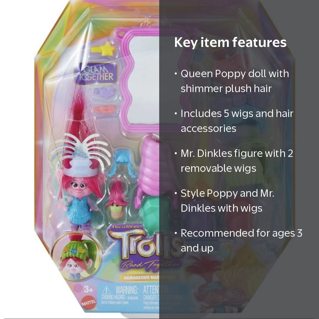 DreamWorks Trolls Hairageous Wardrobe Playset, Queen Poppy Doll