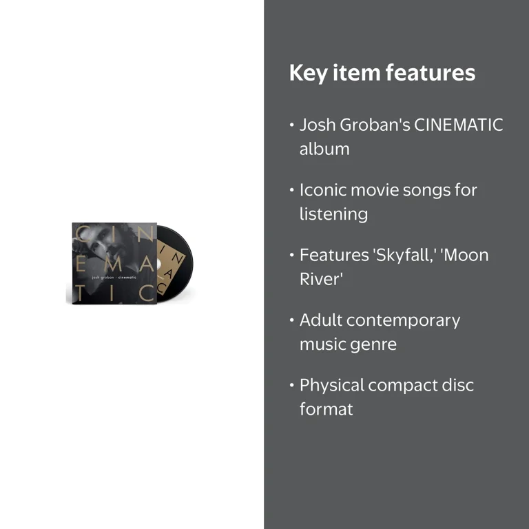 Reprise / WEA, CD, CINEMATIC, Movie Songs by Josh Groban - Walmart.com