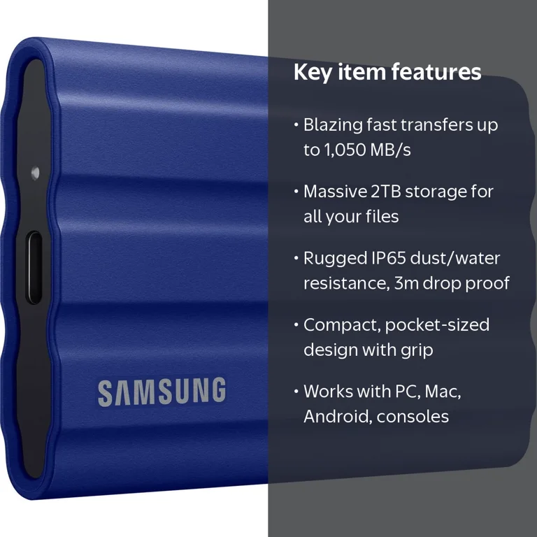 Samsung, External SSD, 2TB, USB 3.2 Gen 2, Rugged Blue - Walmart.com Samsung, External SSD, 2TB, USB 3.2 Gen 2, Rugged Blue - Walmart.com