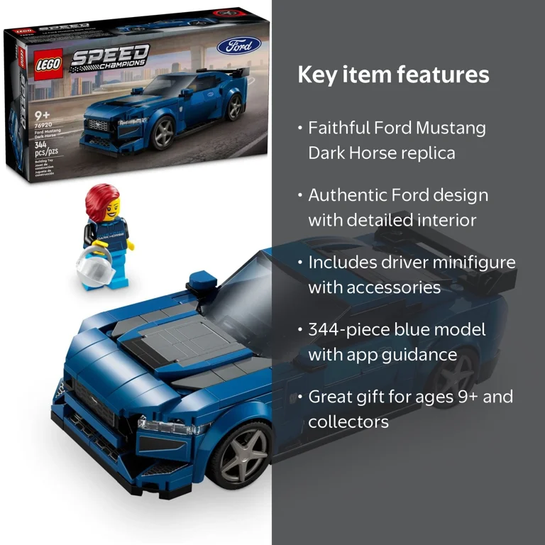 LEGO Speed Champions Ford Mustang Dark Horse Sports Car, Buildable