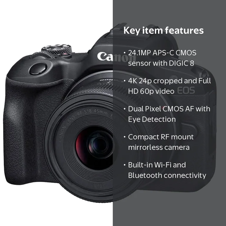 Canon EOS R100 Mirrorless Camera with RF-S18-45mm IS STM Lens, APS