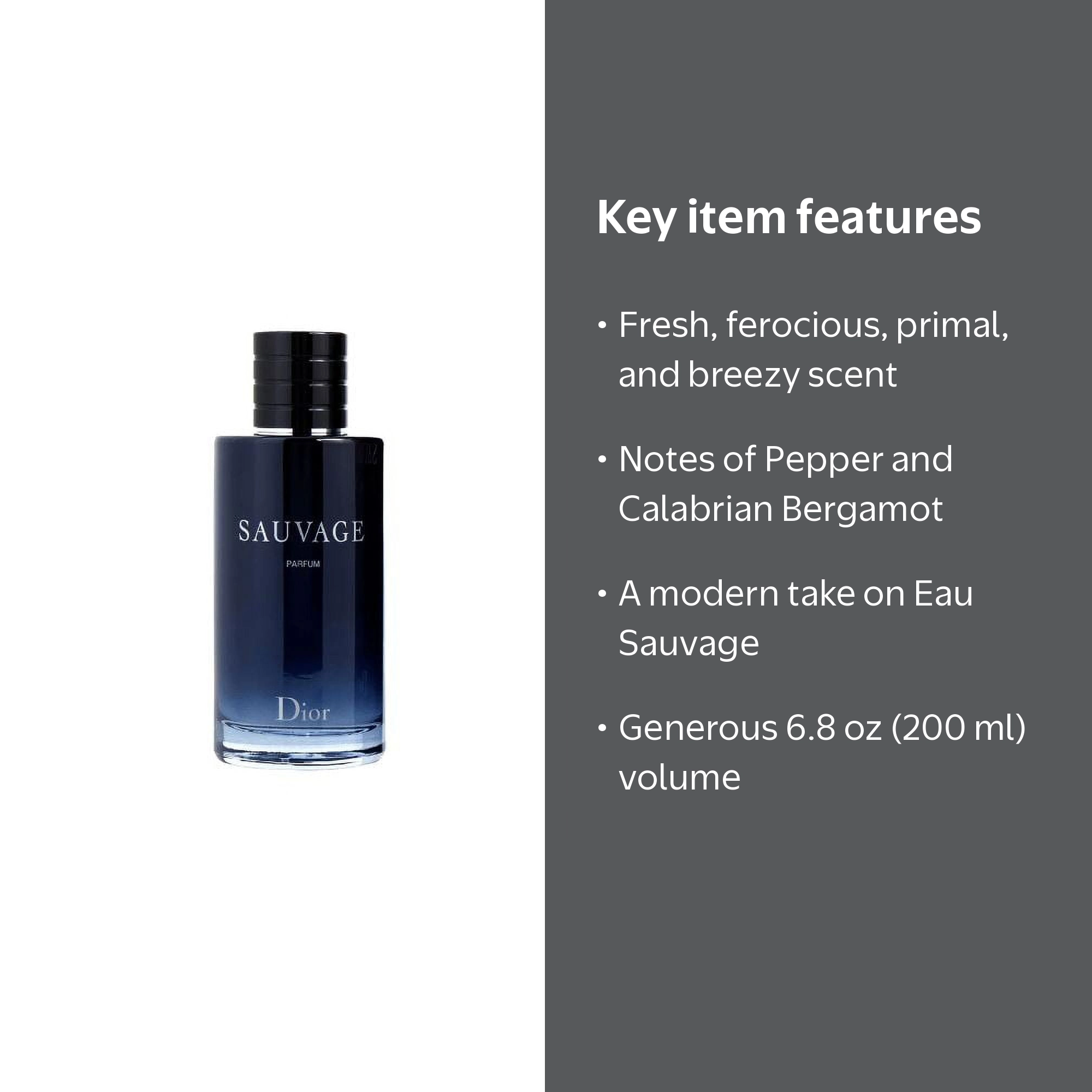 Dior Men's Sauvage Parfum 6.8 oz, Fresh Scent with Pepper