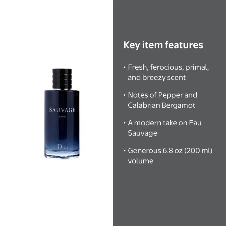 Dior Men's Sauvage Parfum 6.8 oz, Fresh Scent with Pepper