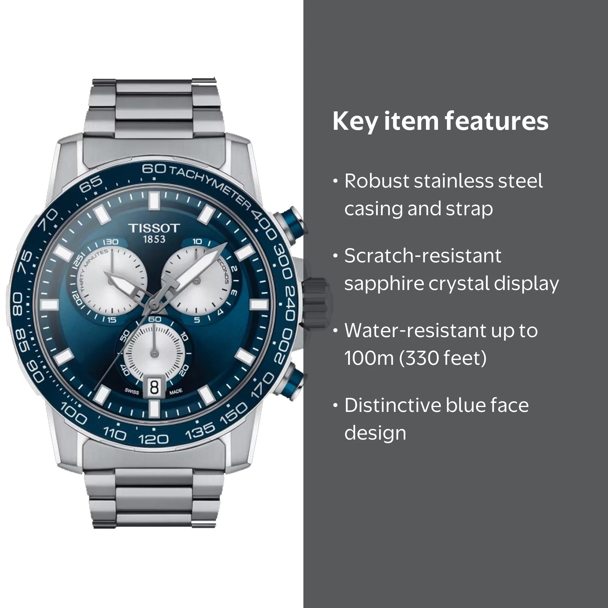 Tissot Supersport Men's Watch, Silver-Tone Stainless Steel, Blue