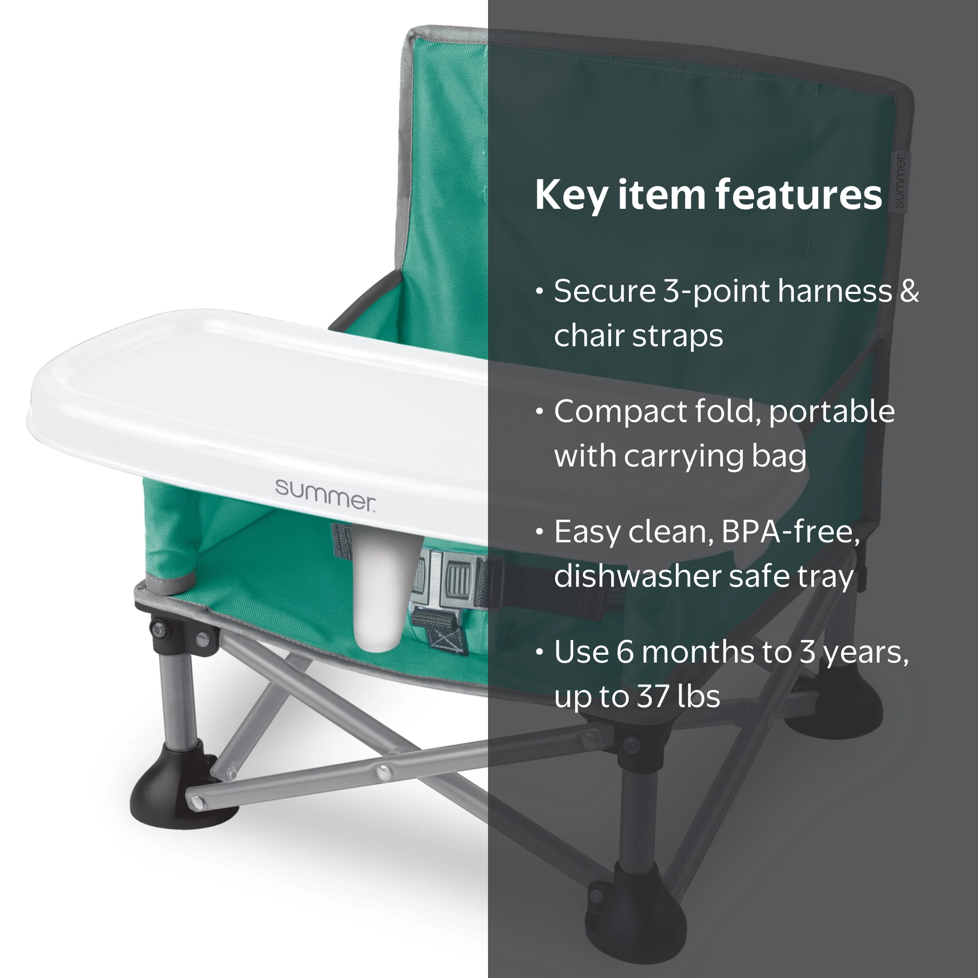 Ingenuity Summer Pop 'N Sit Portable Infant Booster Seat, Teal for