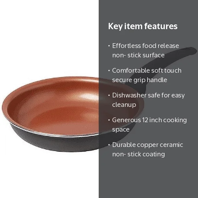 IKO Copper Ceramic Non Stick Fry Pan Dishwasher Safe with Soft