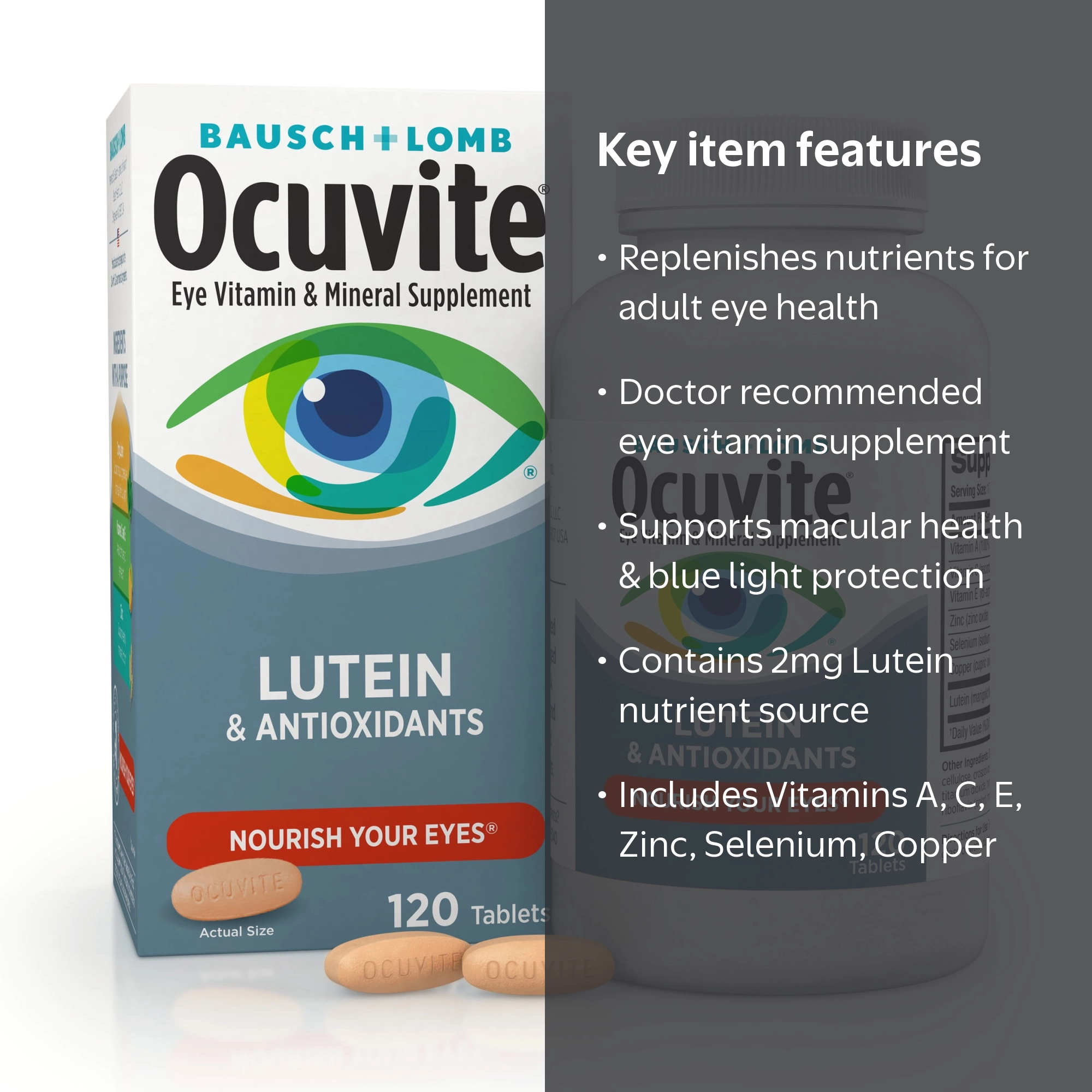 Bausch + Lomb Ocuvite Eye Vitamin & Mineral Supplement with Lutein 