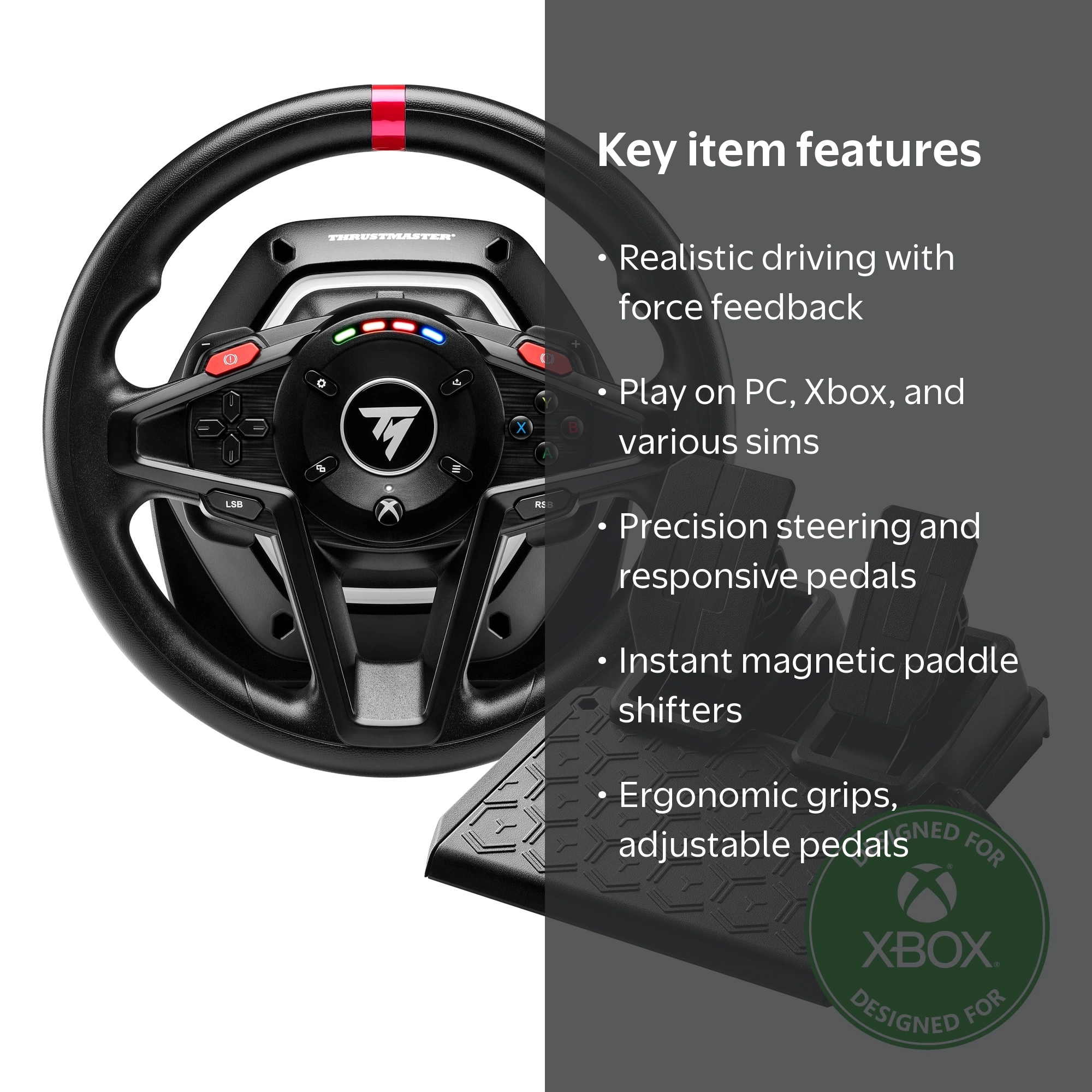Thrustmaster, Racing Wheel for Xbox, T128, Black with Force