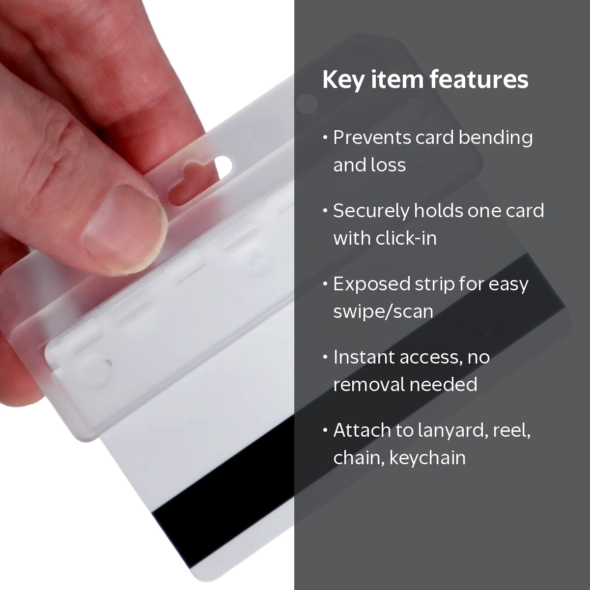 Frosted Rigid Plastic Horizontal Half Card Holder - for Swipe