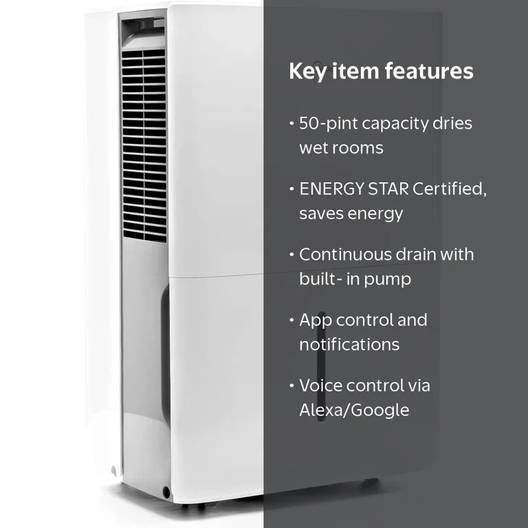 Midea 50 Pint Smart Dehumidifier with Pump for Wet Rooms