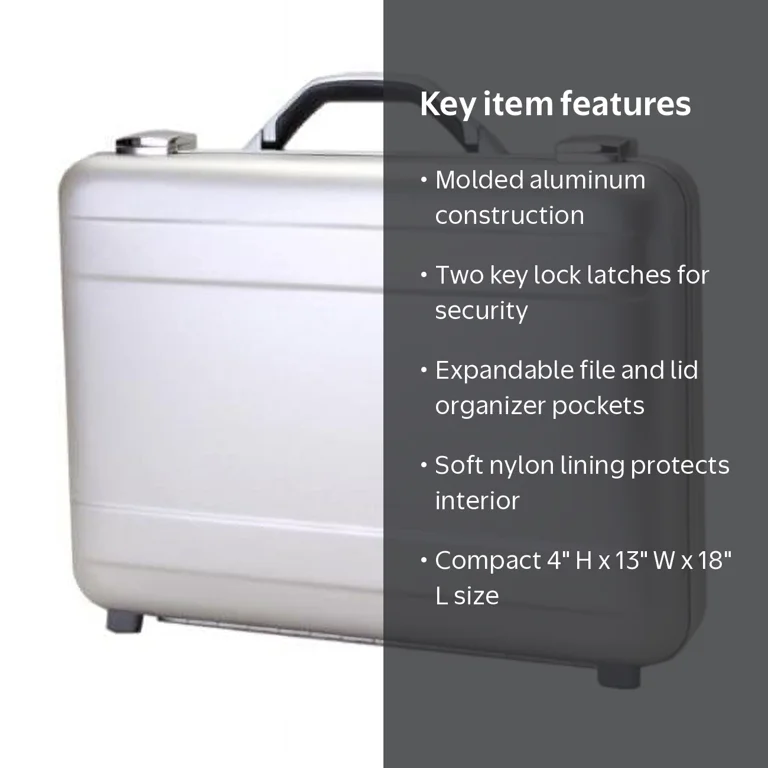 TZ Case AC-44 S Molded Aluminum Attache Case, Silver - 4 x 13 x 18