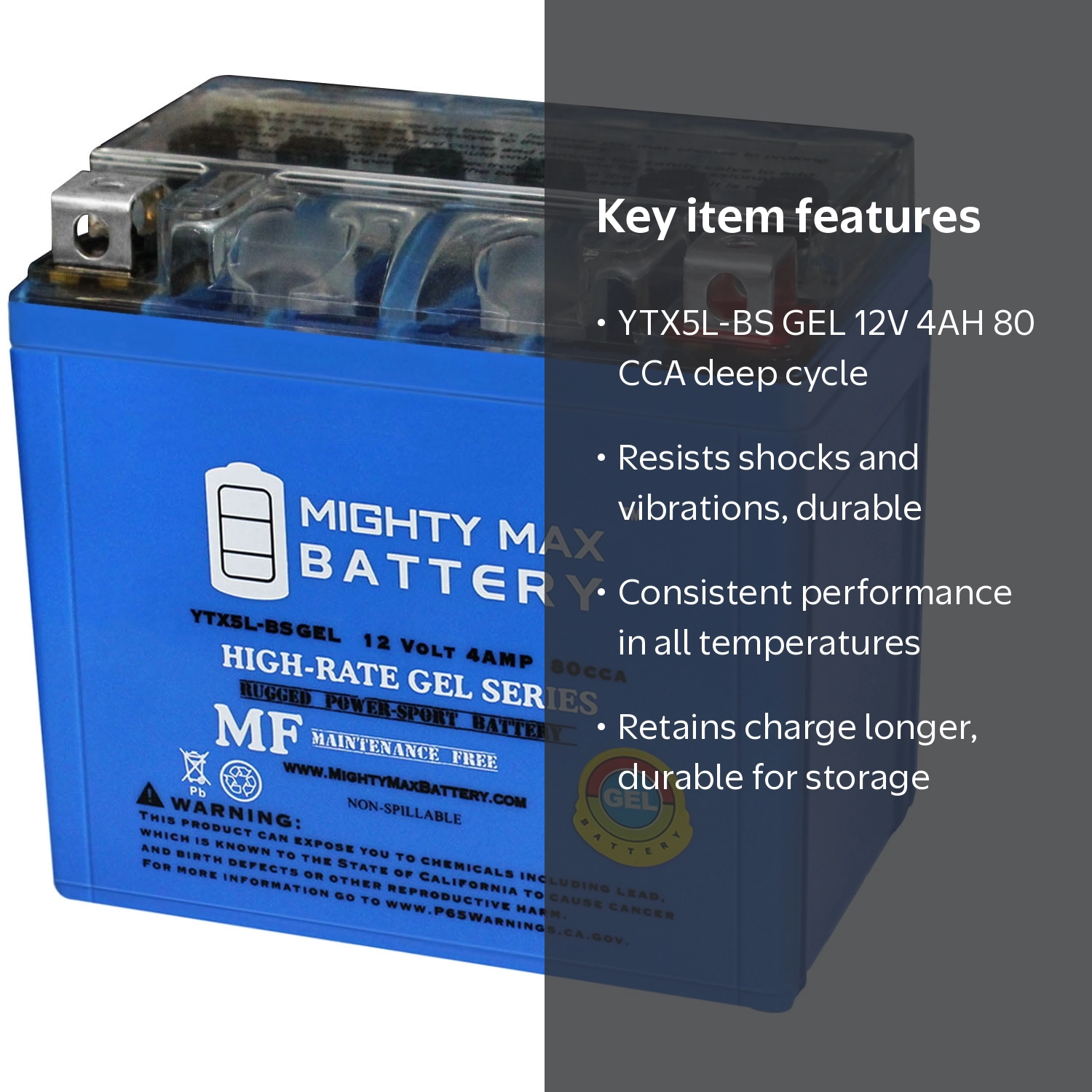 YTX5L-BS GEL Replacement Battery for Duralast Gold GSX5L - Walmart.com