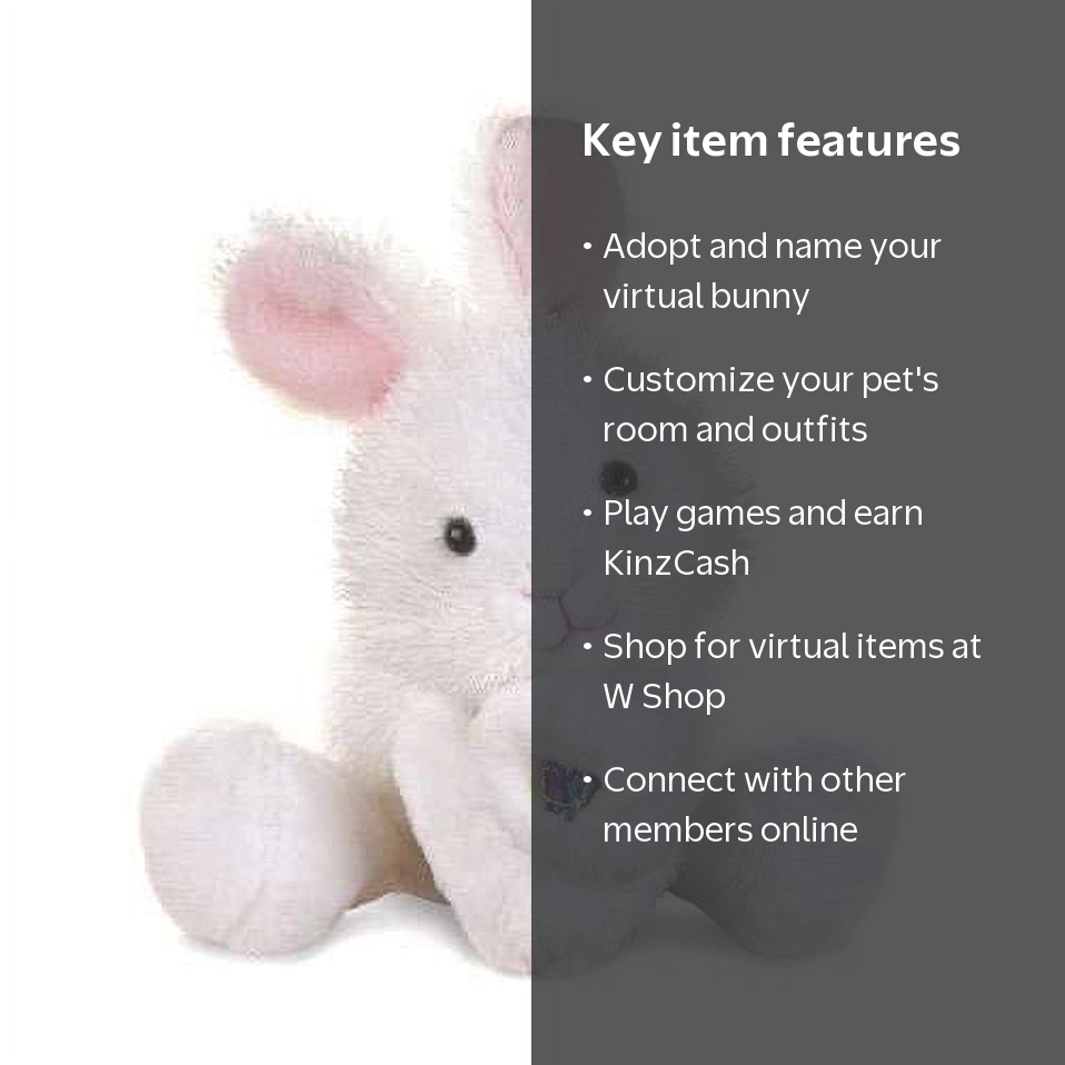 Ganz Webkinz Lil' Kinz White Bunny Rabbit Plush Toy Pet Animal