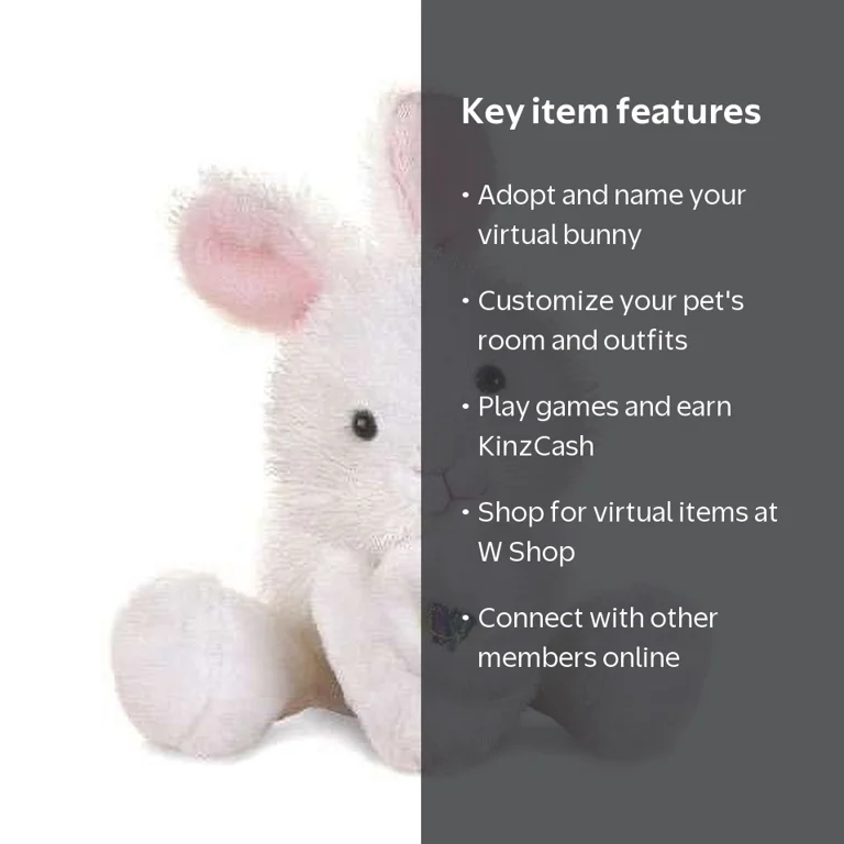 x*2様 cvtvlist RABBIT PACK CTLS VER Ganz Webkinz Lil' Kinz White Bunny Rabbit Plush Toy Pet Animal
