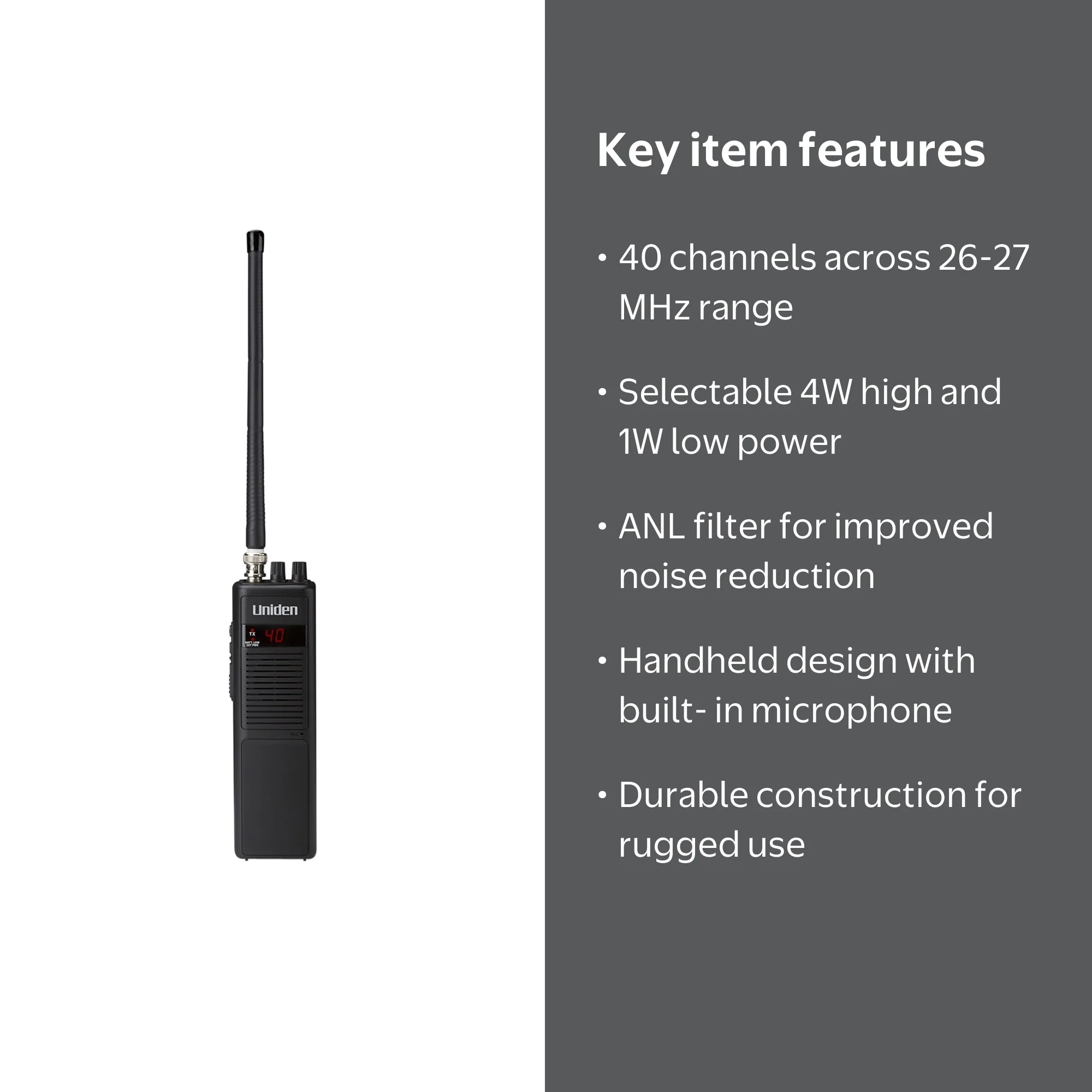 Uniden PRO401HH 40 Channel Handheld CB Radio - Walmart.com