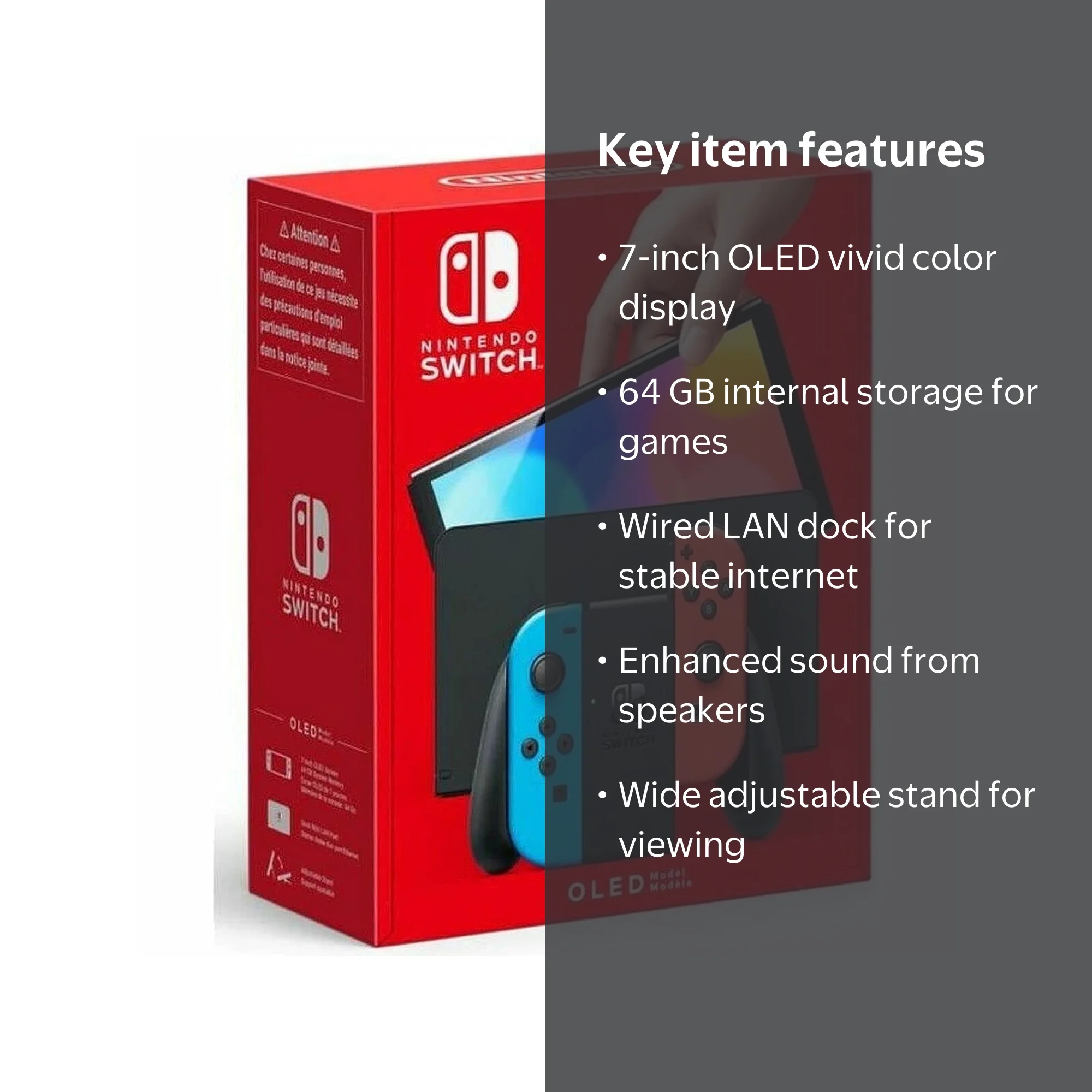 Nintendo Switch OLED Model Neon Blue Neon Red 7-inch OLED Screen